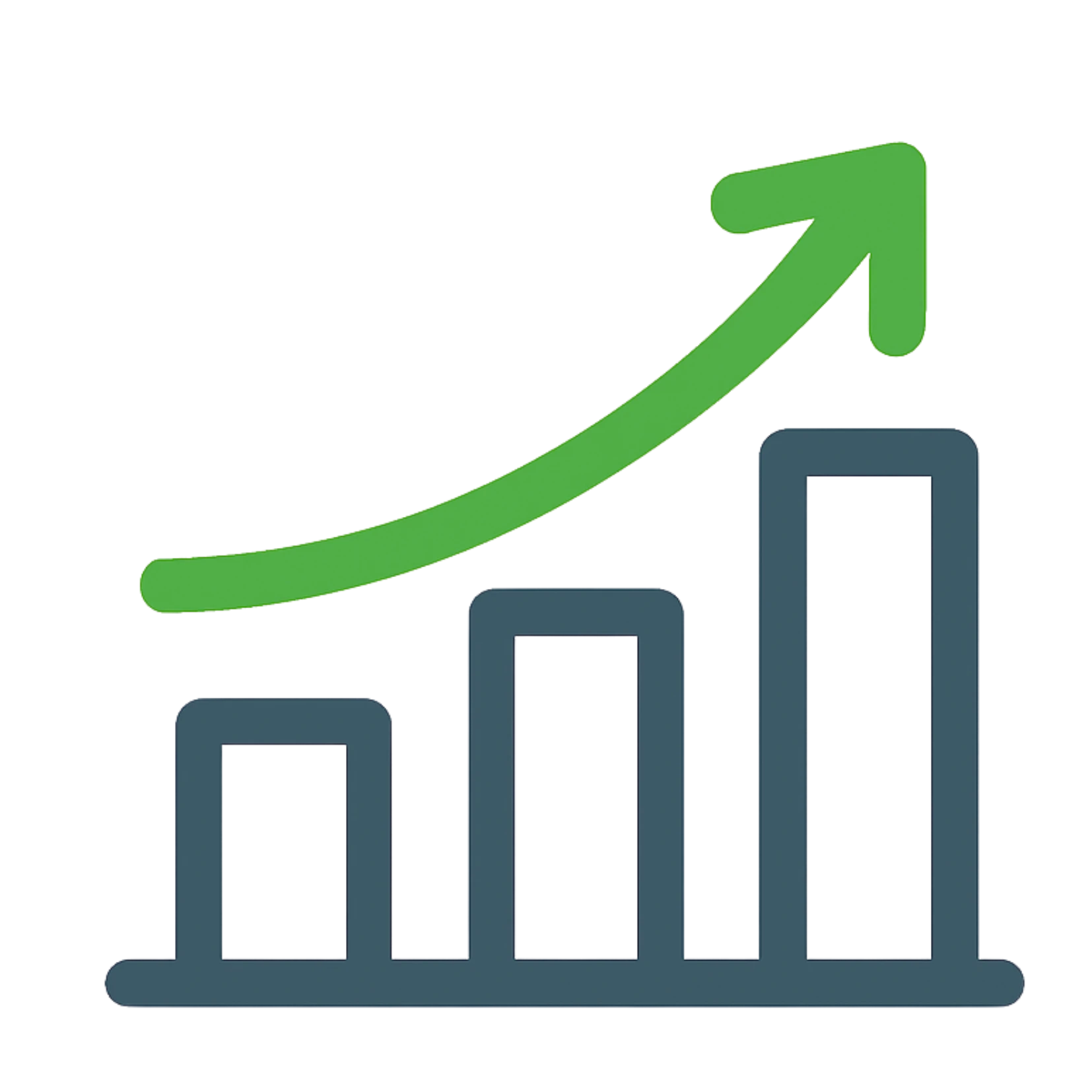 Un gráfico de barras con una flecha de progreso → simboliza reportes, resultados y mejora continua.