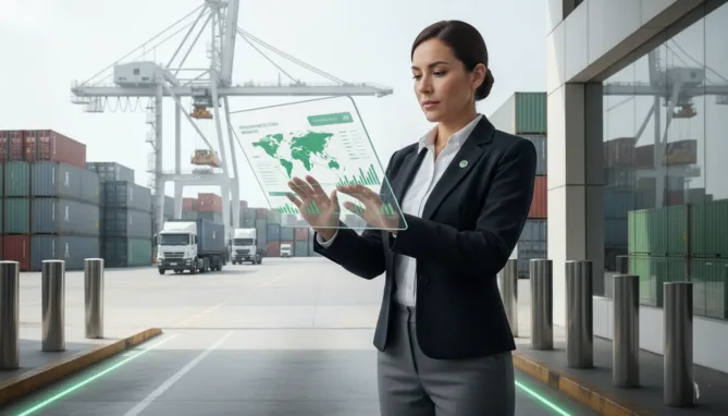 Plataforma digital de aduana inteligente en México mostrando la consulta rápida de pedimentos para operaciones de comercio exterior en 2025