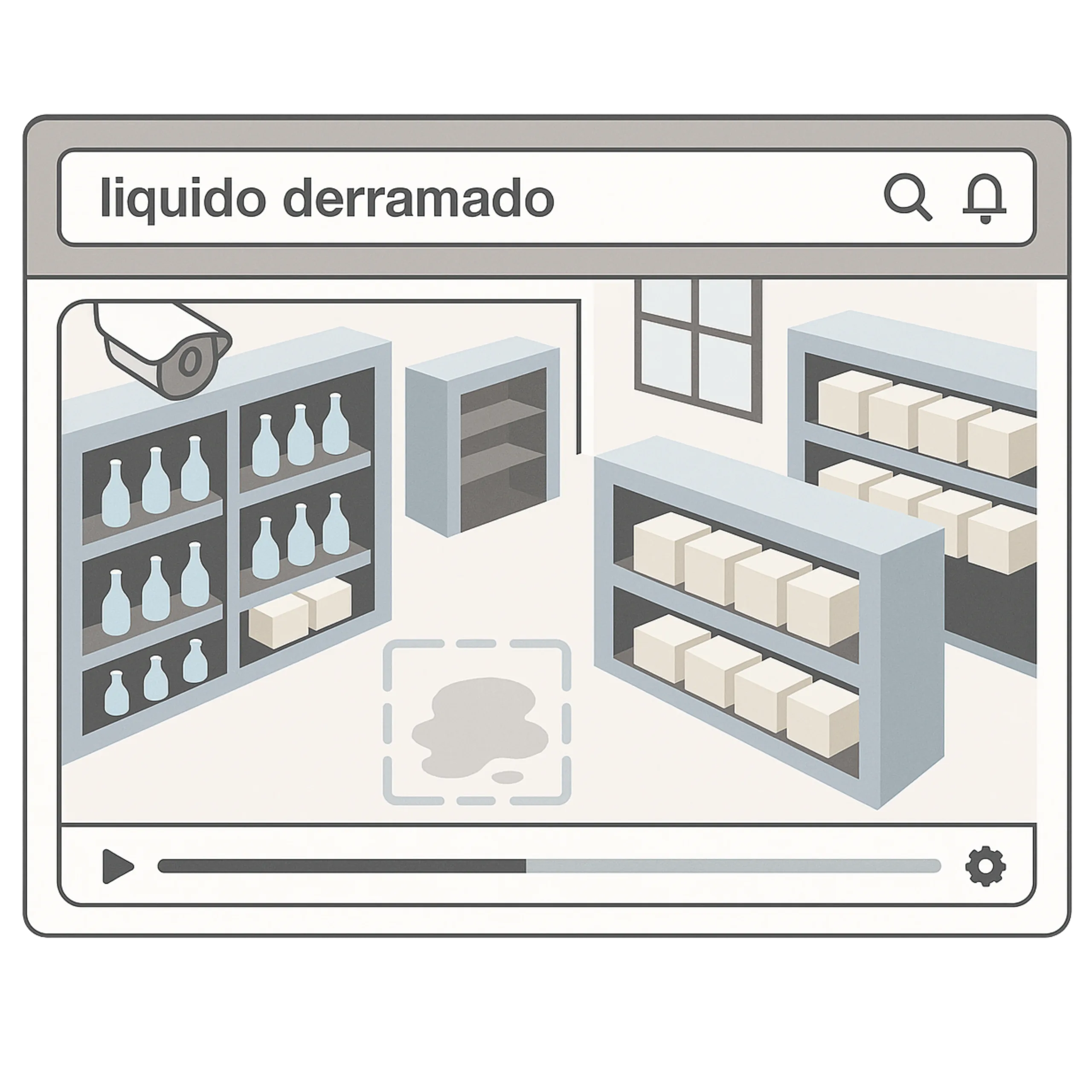 vision cognitiva Visualización cenital de un entorno industrial con trazabilidad inteligente mediante IA, mostrando flujos de movimiento y monitoreo en tiempo real