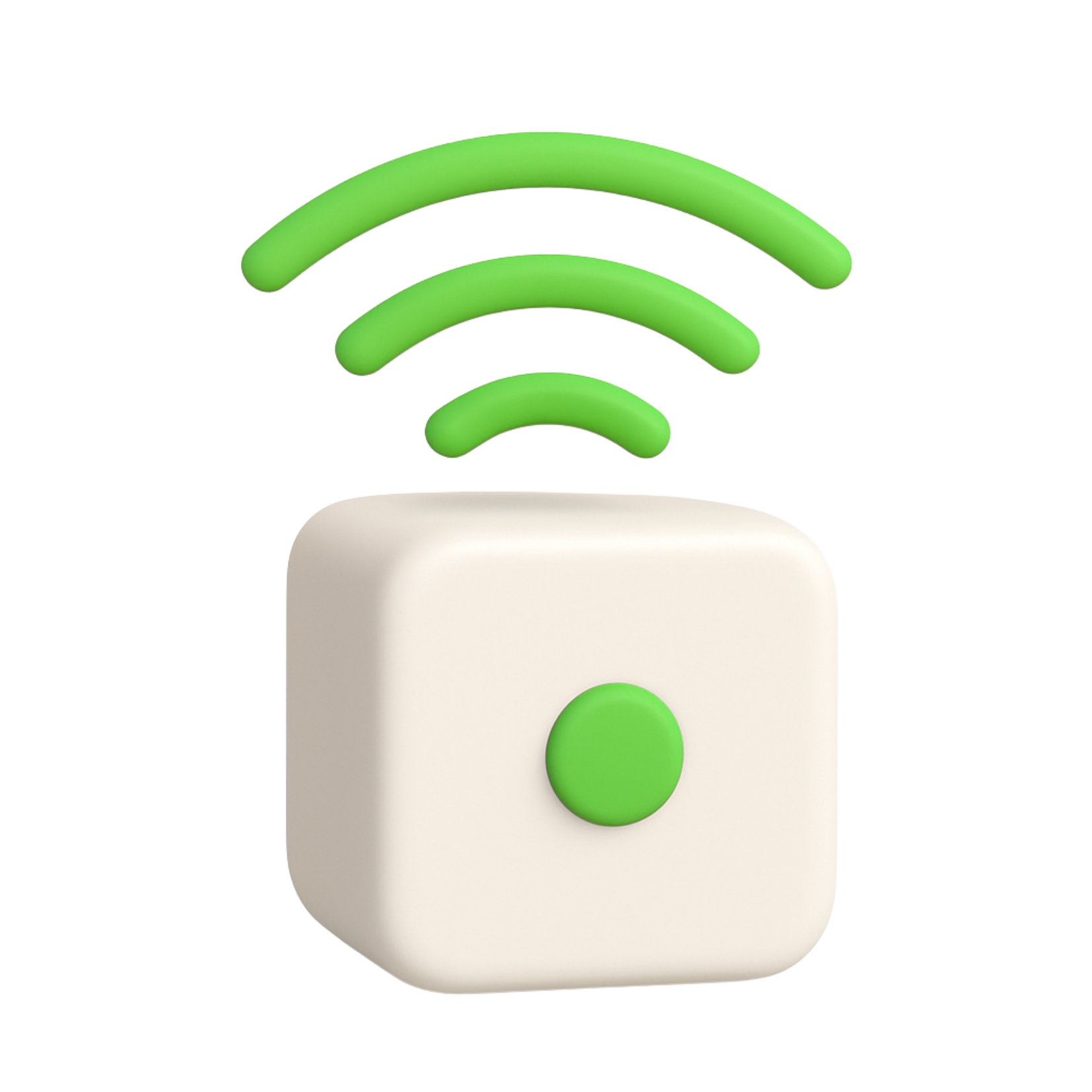 sensores IoT Icono de dispositivo con ondas verdes de conectividad inalámbrica.